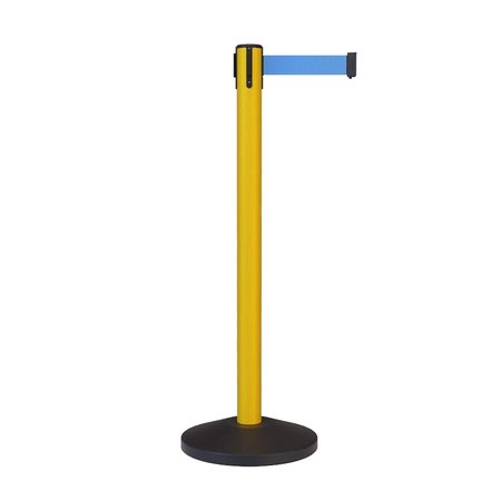 MONTOUR LINE Stanchion Belt Barrier Yellow Post 7.5ftLight Blue Belt MS630-YW-LBL-75